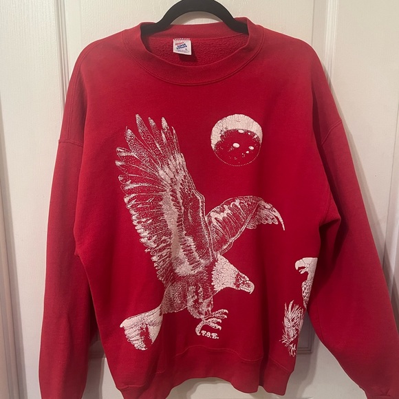 Jerzees Other - Jerzees Red Crewneck Sweater with Eagle Design
